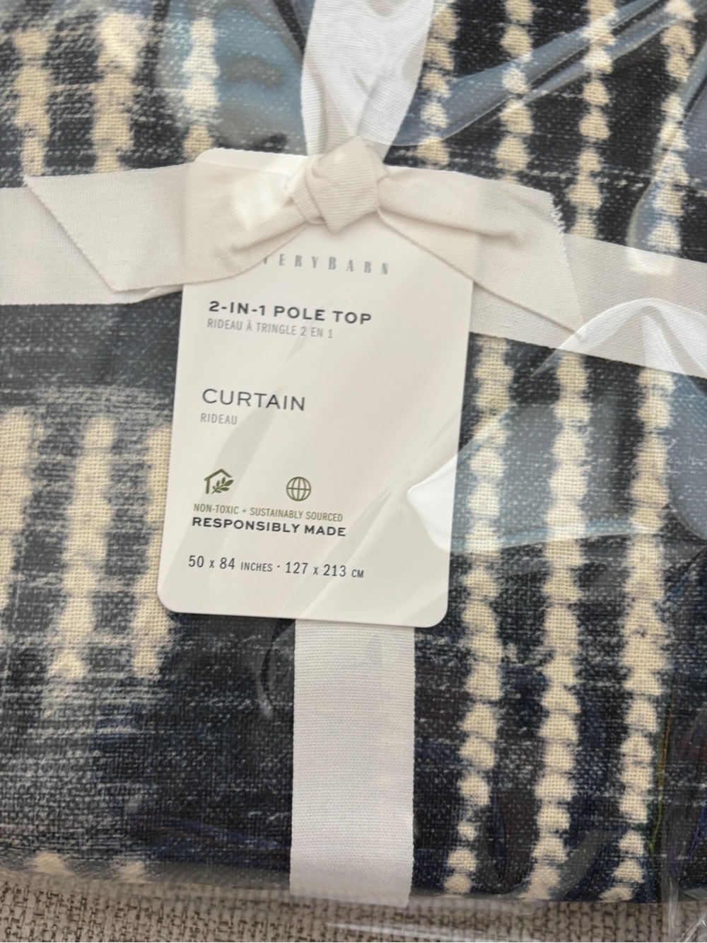 Pottery Barn 2 Indigo Shibori Linen Cotton Curtain Panel 50x84 NWT - Picture 5 of 8